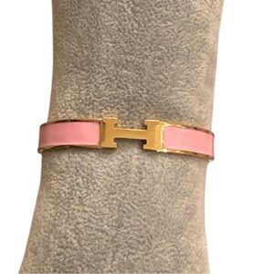 Pink and Gold Designer Inspired H Bracelet